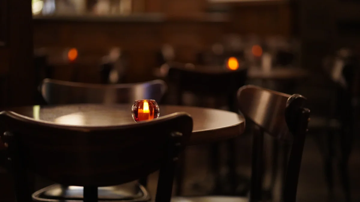 Empty restaurant table set for a booking