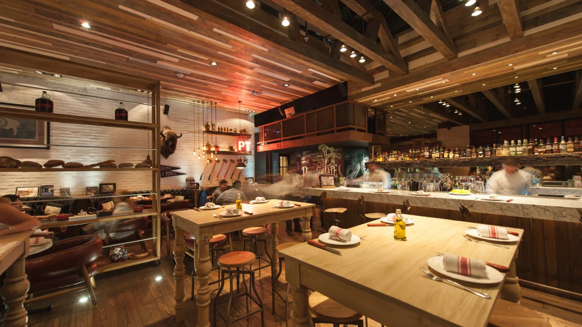 Newly fitted-out restaurant with an open kitchen